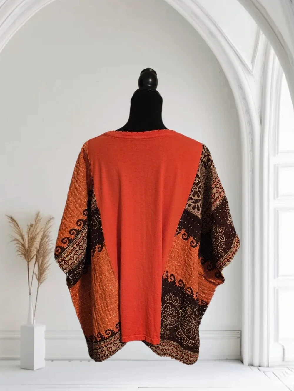 Upcycled Aerosmith Band Tee With Kantha Sleeves, OS - Picture 6 of 8